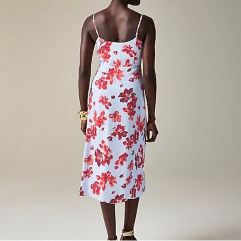 J. Crew NWT Natasha Slip Dress Blue with Red Floral Print Size 6 - Picture 5 of 12